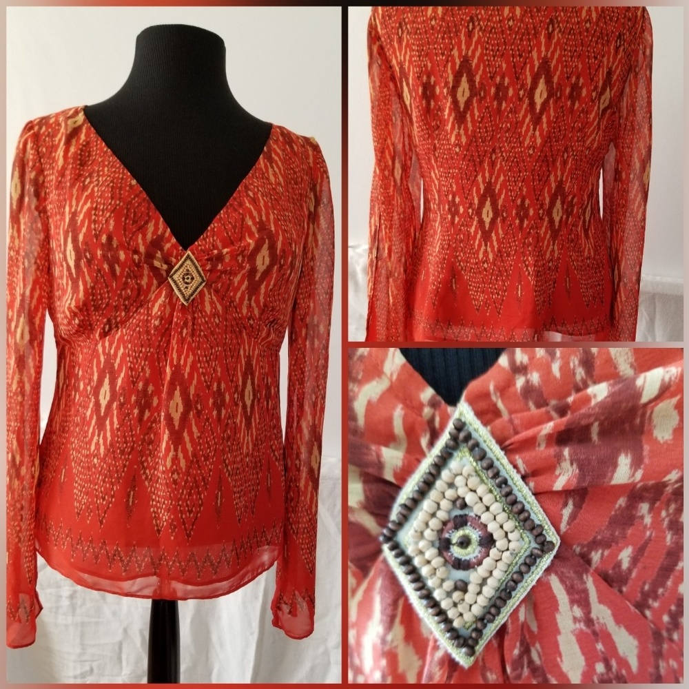 Bandolino orange and brown top size 8